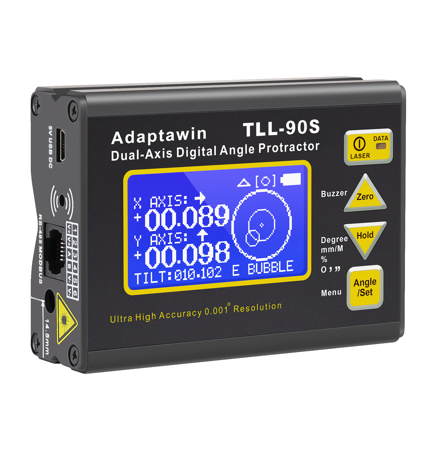 Adaptawin TLL-90S Dual-Axis Digital Angle Protractor